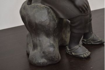 アンティーク雑貨　昭和初期　古い二宮金次郎　ブロンズ像　6.41kg(應需銘)(R-042414)