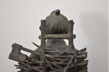 アンティーク雑貨　昭和初期　古い二宮金次郎　ブロンズ像　6.41kg(應需銘)(R-042414)