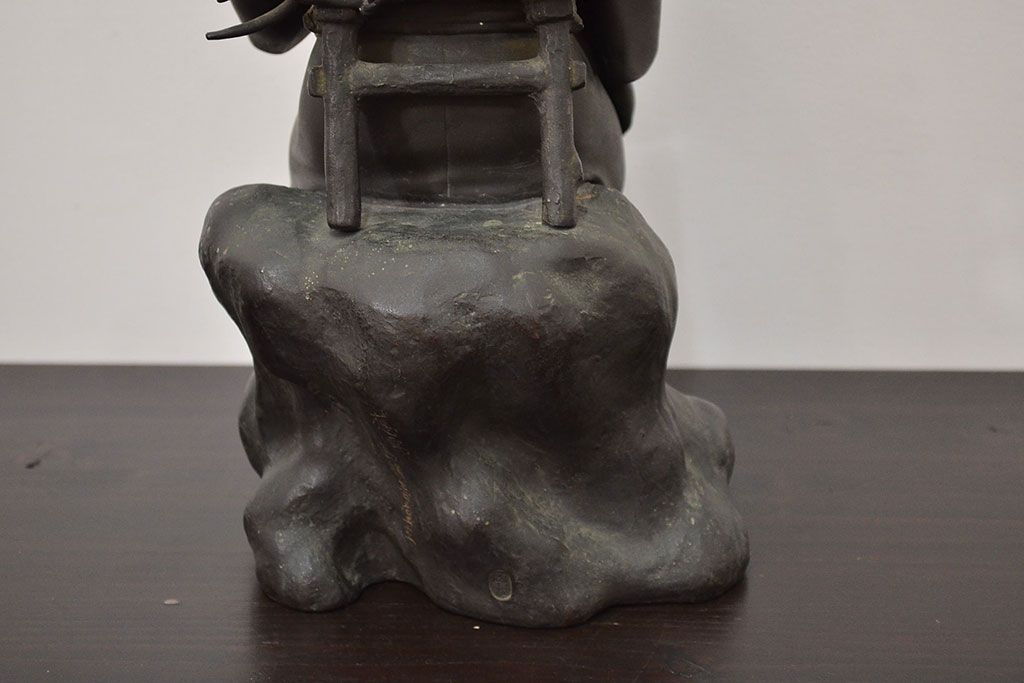 アンティーク雑貨　昭和初期　古い二宮金次郎　ブロンズ像　6.41kg(應需銘)(R-042414)