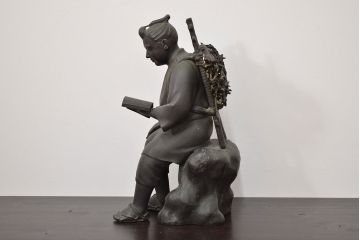 アンティーク雑貨　昭和初期　古い二宮金次郎　ブロンズ像　6.41kg(應需銘)(R-042414)