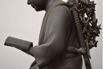 アンティーク雑貨　昭和初期　古い二宮金次郎　ブロンズ像　6.41kg(應需銘)(R-042414)