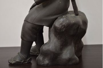 アンティーク雑貨　昭和初期　古い二宮金次郎　ブロンズ像　6.41kg(應需銘)(R-042414)