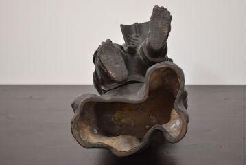 アンティーク雑貨　昭和初期　古い二宮金次郎　ブロンズ像　6.41kg(應需銘)(R-042414)