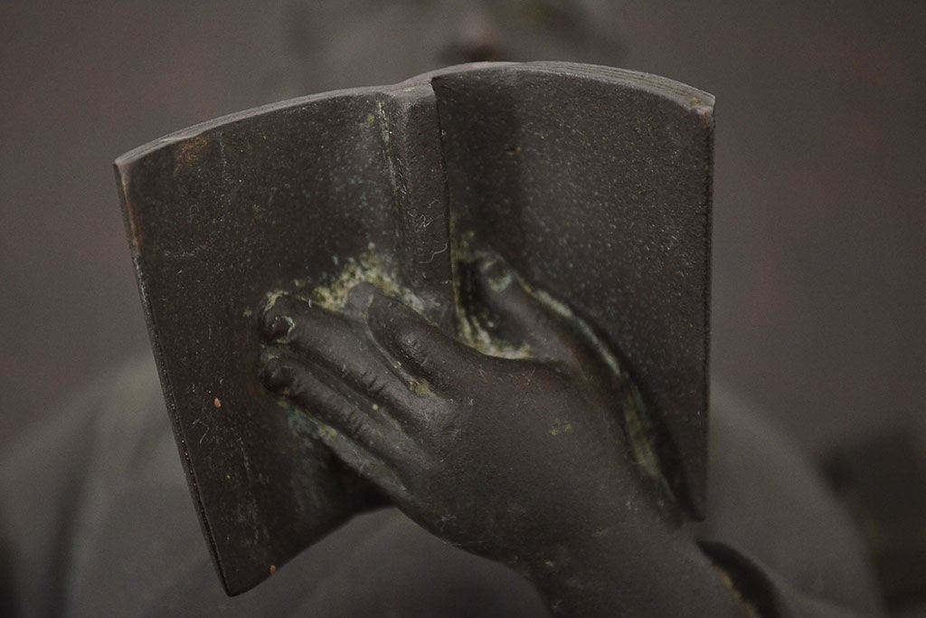 アンティーク雑貨　昭和初期　古い二宮金次郎　ブロンズ像　6.41kg(應需銘)(R-042414)