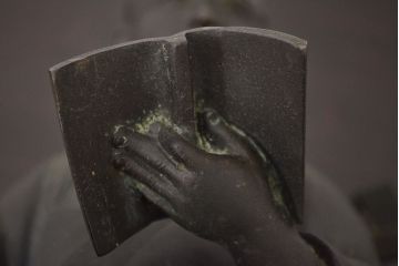 アンティーク雑貨　昭和初期　古い二宮金次郎　ブロンズ像　6.41kg(應需銘)(R-042414)