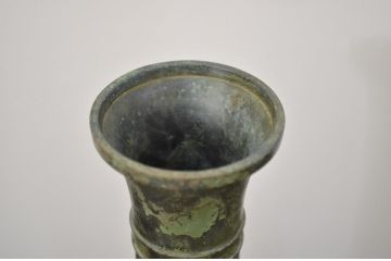 四世　秦蔵六　塗金銅花生(花瓶、共箱)(R-042424)