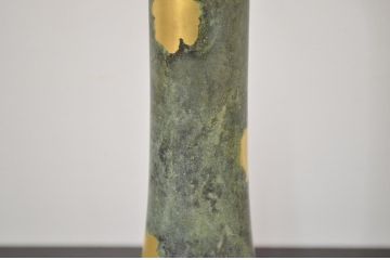 四世　秦蔵六　塗金銅花生(花瓶、共箱)(R-042424)
