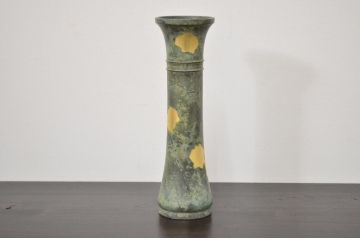 四世　秦蔵六　塗金銅花生(花瓶、共箱)(R-042424)