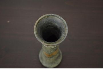 四世　秦蔵六　塗金銅花生(花瓶、共箱)(R-042424)