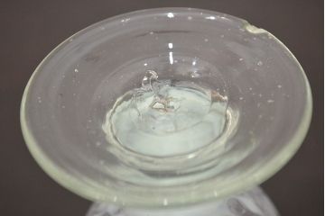 アンティーク雑貨　大正期　古民具・骨董　和ガラス　乳白色　赤縁玉垂れ文なつめ形氷コップ4個セット(R-042428)