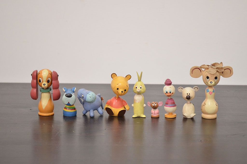 ディズニー こけし 木製人形 激レア 希少 ディズニー こけし セット 昭和レトロ 木製 人形