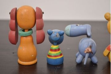 アンティーク雑貨　古いディズニー　木製人形9体セット(ビンテージこけし)(R-042437)