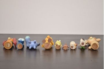 アンティーク雑貨　古いディズニー　木製人形9体セット(ビンテージこけし)(R-042437)