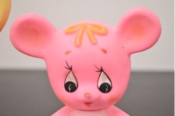 アンティーク雑貨　昭和レトロ　セキグチ　ビンテージラバードール2点(うさぎ、くま、ビニール人形)(R-042444)