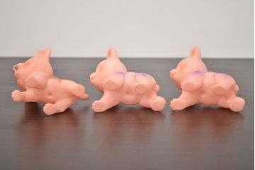 アンティーク雑貨　昭和レトロ　ビンテージラバードール3点(犬、ねこ、ビニール人形)(R-042445)