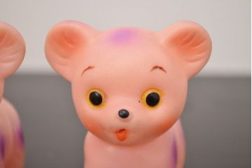 アンティーク雑貨　昭和レトロ　ビンテージラバードール3点(犬、ねこ、ビニール人形)(R-042445)