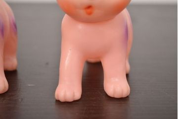 アンティーク雑貨　昭和レトロ　ビンテージラバードール3点(犬、ねこ、ビニール人形)(R-042445)