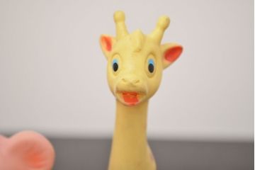 アンティーク雑貨　昭和レトロ　ビンテージラバードール3点(象、ねこ、きりん、ビニール人形)(R-042447)