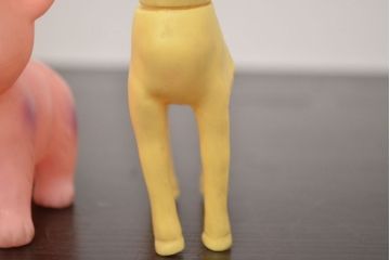 アンティーク雑貨　昭和レトロ　ビンテージラバードール3点(象、ねこ、きりん、ビニール人形)(R-042447)