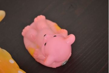 アンティーク雑貨　昭和レトロ　ビンテージラバードール3点(象、鹿、くま、ビニール人形)(R-042448)