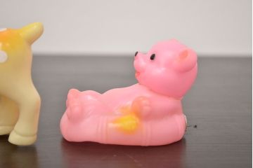 アンティーク雑貨　昭和レトロ　ビンテージラバードール3点(象、鹿、くま、ビニール人形)(R-042448)