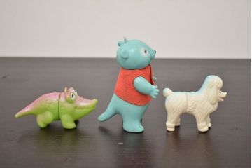 アンティーク雑貨　パトラ　山ねずみロッキーチャック　古茂田ヒロコ　ロコたんのペット　ソフビなど3点セット(R-042449)