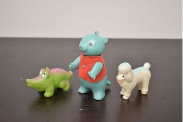 アンティーク雑貨　パトラ　山ねずみロッキーチャック　古茂田ヒロコ　ロコたんのペット　ソフビなど3点セット(R-042449)