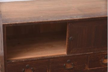 アンティーク家具　昭和初期　レトロな雰囲気が味のあるローボード(テレビ台、キャビネット、収納棚)(R-042454)