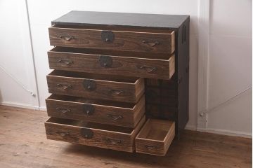 アンティーク家具　明治大正期　情緒あふれる衣装箪笥(和タンス、引き出し)(R-042456)