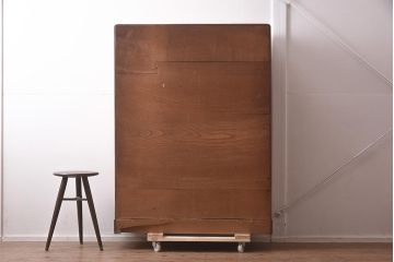 アンティーク家具　大正昭和初期　前面欅(ケヤキ)玉杢材　凝った造りの茶箪笥(飾り棚、茶棚)(R-042457)