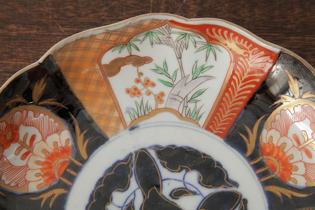 アンティーク雑貨　古民具・骨董　明治期　伊万里焼　色絵七寸皿2枚セット(和食器、中皿)(R-042462)