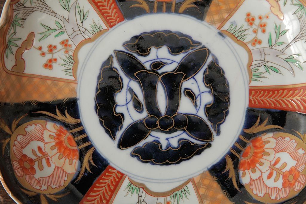 アンティーク雑貨　古民具・骨董　明治期　伊万里焼　色絵七寸皿2枚セット(和食器、中皿)(R-042462)