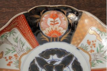 アンティーク雑貨　古民具・骨董　明治期　伊万里焼　色絵七寸皿2枚セット(和食器、中皿)(R-042462)