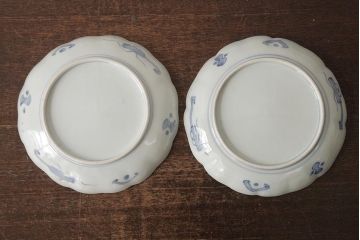 アンティーク雑貨　古民具・骨董　明治期　伊万里焼　色絵七寸皿2枚セット(和食器、中皿)(R-042462)