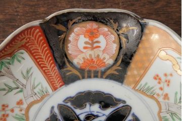 アンティーク雑貨　古民具・骨董　明治期　伊万里焼　色絵七寸皿3枚セット(和食器、中皿)(R-042463)