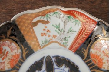 アンティーク雑貨　古民具・骨董　明治期　伊万里焼　色絵七寸皿3枚セット(和食器、中皿)(R-042463)