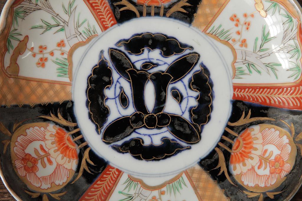 アンティーク雑貨　古民具・骨董　明治期　伊万里焼　色絵七寸皿3枚セット(和食器、中皿)(R-042463)