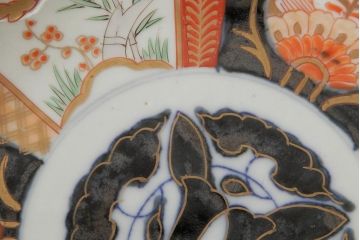 アンティーク雑貨　古民具・骨董　明治期　伊万里焼　色絵七寸皿3枚セット(和食器、中皿)(R-042463)