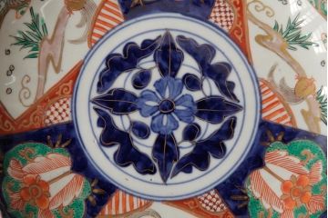 アンティーク雑貨　古民具・骨董　明治期　伊万里焼　色絵七寸皿2枚セット(和食器、中皿)(R-042464)