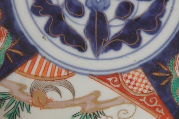 アンティーク雑貨　古民具・骨董　明治期　伊万里焼　色絵七寸皿2枚セット(和食器、中皿)(R-042464)