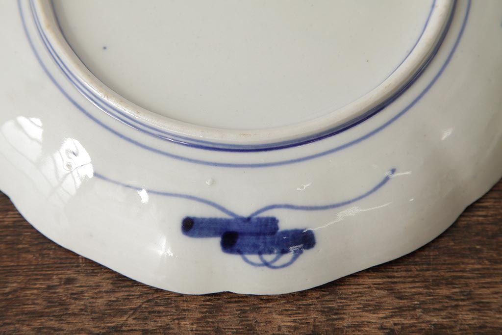 アンティーク雑貨　古民具・骨董　明治期　伊万里焼　色絵七寸皿2枚セット(和食器、中皿)(R-042464)