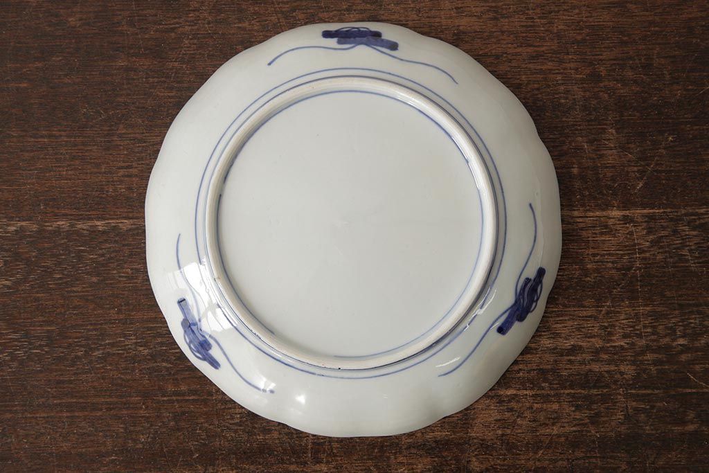 アンティーク雑貨　古民具・骨董　明治期　伊万里焼　色絵七寸皿2枚セット(和食器、中皿)(R-042465)