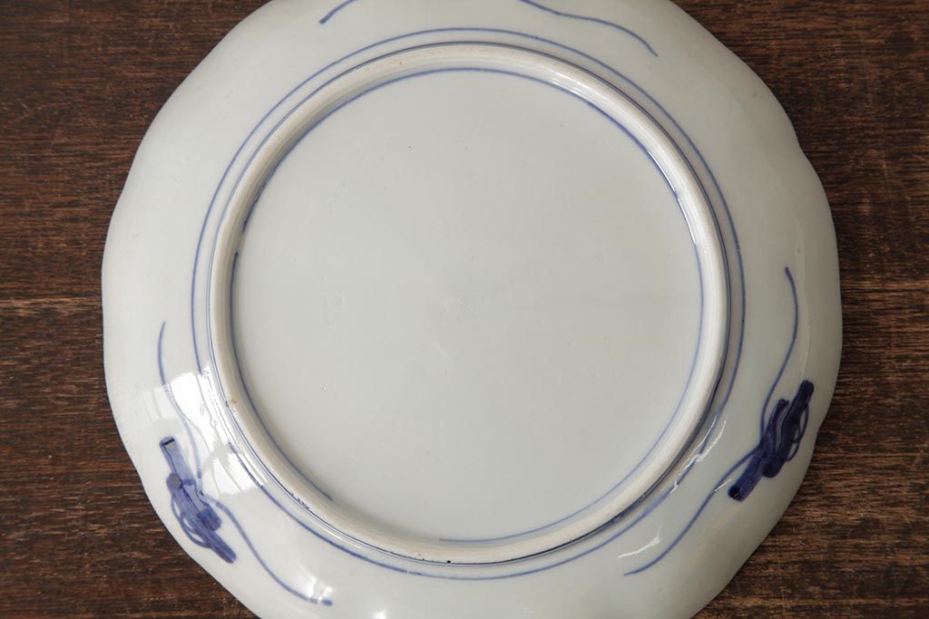 アンティーク雑貨　古民具・骨董　明治期　伊万里焼　色絵七寸皿2枚セット(和食器、中皿)(R-042465)