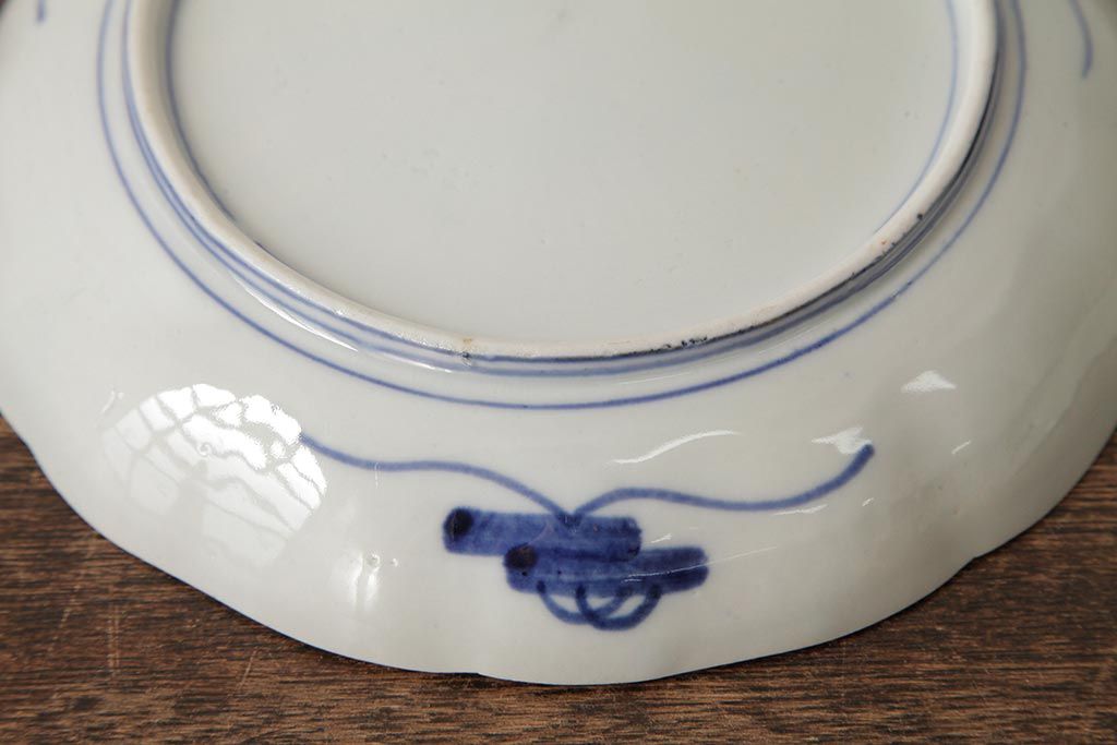 アンティーク雑貨　古民具・骨董　明治期　伊万里焼　色絵七寸皿2枚セット(和食器、中皿)(R-042465)