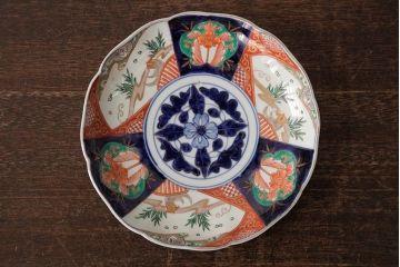アンティーク雑貨　古民具・骨董　明治期　伊万里焼　色絵七寸皿2枚セット(和食器、中皿)(R-042465)