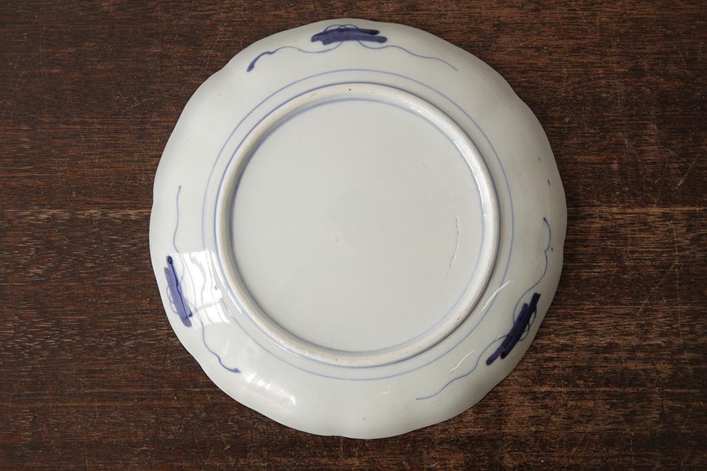 アンティーク雑貨　古民具・骨董　明治期　伊万里焼　色絵七寸皿2枚セット(和食器、中皿)(R-042467)