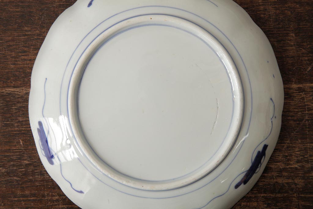 アンティーク雑貨　古民具・骨董　明治期　伊万里焼　色絵七寸皿2枚セット(和食器、中皿)(R-042467)