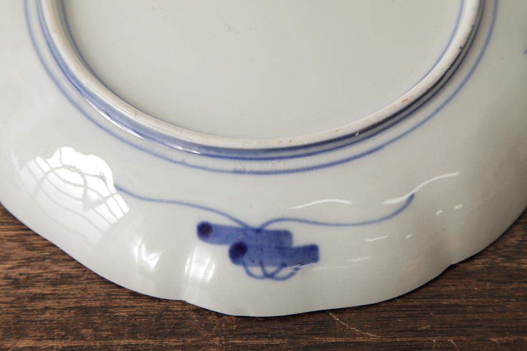 アンティーク雑貨　古民具・骨董　明治期　伊万里焼　色絵七寸皿2枚セット(和食器、中皿)(R-042467)