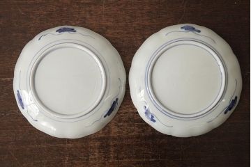 アンティーク雑貨　古民具・骨董　明治期　伊万里焼　色絵七寸皿2枚セット(和食器、中皿)(R-042467)