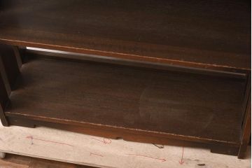 レトロ家具　透かし入り　珍しいデザインの本棚(シェルフ、ラック、飾り棚)(R-042477)